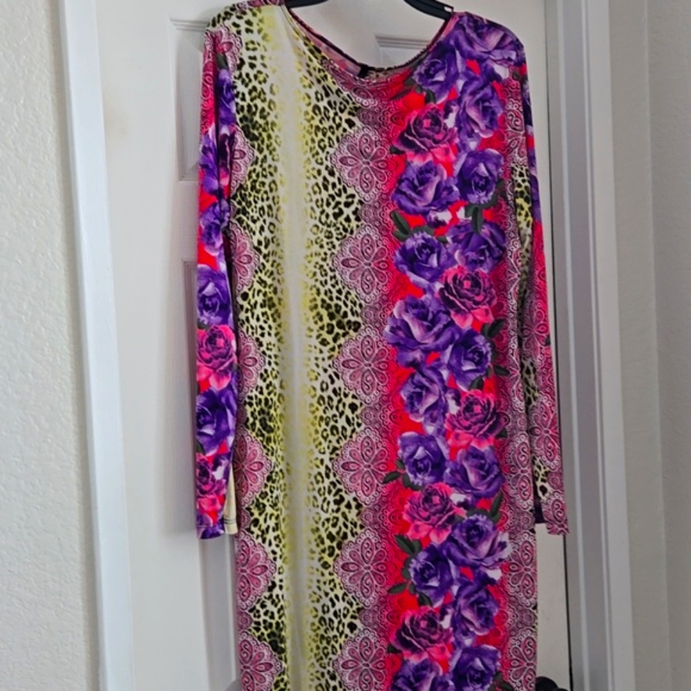 Floral and Leopard Print Dress - Picture 3 of 4